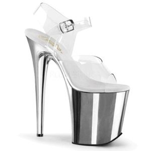 Pleaser Flamingo 808 Silver Chrome 8” Heels